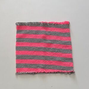 Vibrant Pink and Gray Striped Crop Top